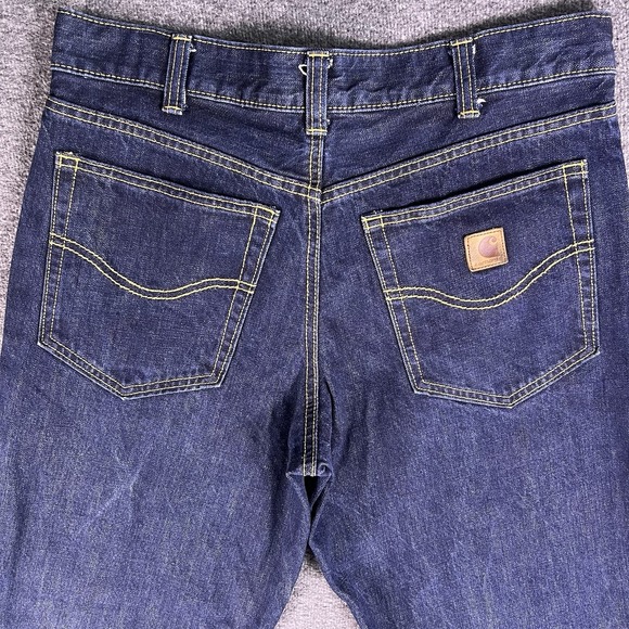 Carhartt Jeans Mens 32x32 Dark Blue Relaxed Straight Fit Cotton Denim Fit33.5x31 - Picture 12 of 15